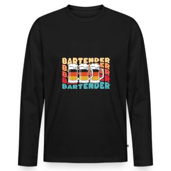 Bartender Bartender Shirt Gift Vintage - Men's Premium Organic Long Sleeve Shirt - black - Front - Nico (187cm)