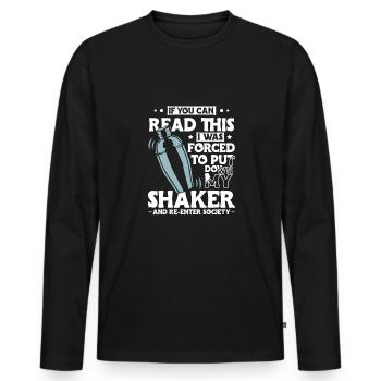 Si vous pouvez lire ceci, j’ai été forcé de déposer - T-shirt manches longues Premium bio Homme - noir - Devant - Nico (187cm)