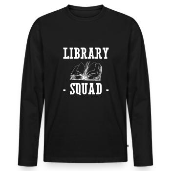 Cadeau de bibliothèque de chemises d’escouade de bibliothèque - T-shirt manches longues Premium bio Homme - noir - Devant - Nico (187cm)