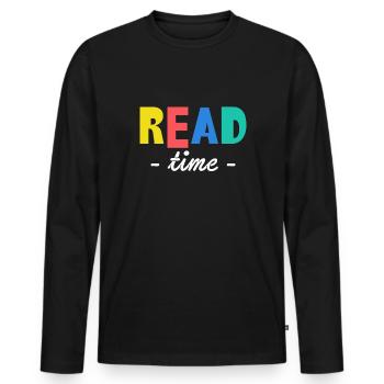 Read Time Shirt Gift - Men's Premium Organic Long Sleeve Shirt - black - Front - Nico (187cm)