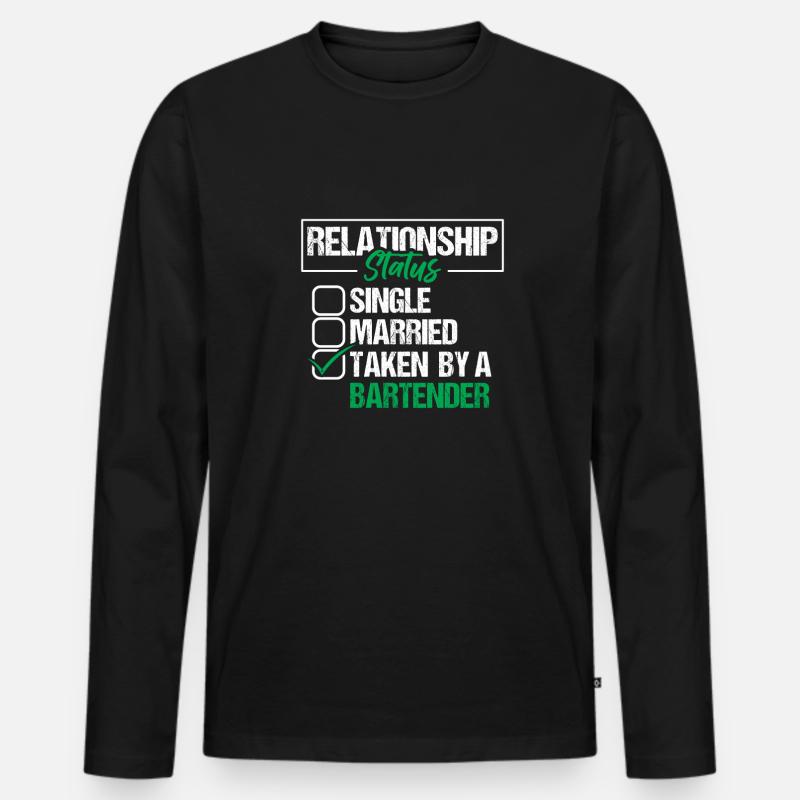 Bartender Beziehungsstatus Shirt - Männer Premium Bio Langarmshirt - Schwarz