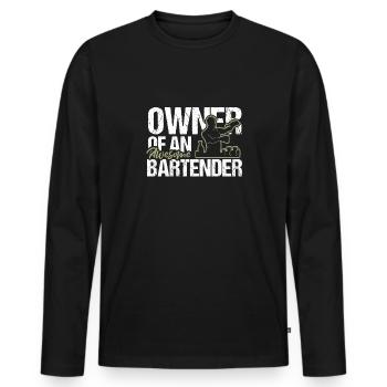 Propriétaire d’une chemise de barman géniale - T-shirt manches longues Premium bio Homme - noir - Devant - Nico (187cm)