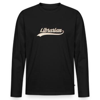 Cadeau de chemise de bibliothécaire rétro vintage - T-shirt manches longues Premium bio Homme - noir - Devant - Nico (187cm)