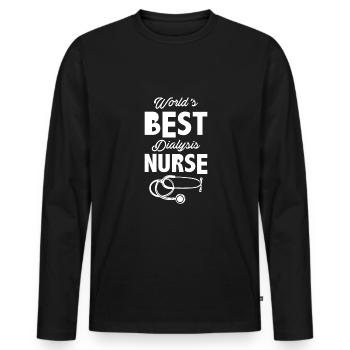 Worlds Best Blood Dialysis Nurse Shirt - Men's Premium Organic Long Sleeve Shirt - black - Front - Nico (187cm)