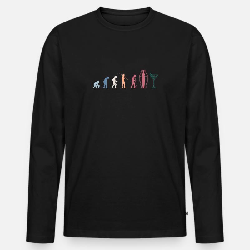 Evolution Bartender Barkeeper Shirt Geschenk - Männer Premium Bio Langarmshirt - Schwarz