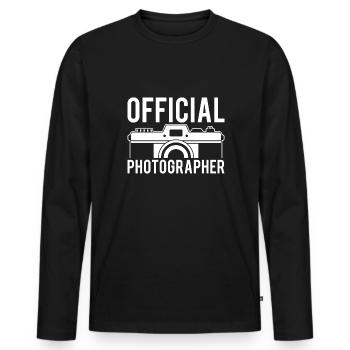 Official Photographer Shirt - Männer Premium Bio Langarmshirt - Schwarz - Vorne - Nico (187cm)