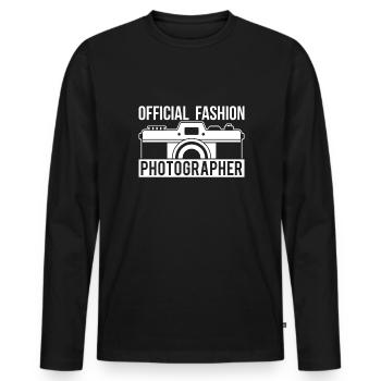 Chemise officielle de photographe de mode - T-shirt manches longues Premium bio Homme - noir - Devant - Nico (187cm)