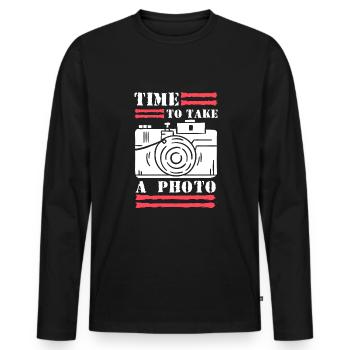 Il est temps de prendre un cadeau de chemise photo - T-shirt manches longues Premium bio Homme - noir - Devant - Nico (187cm)