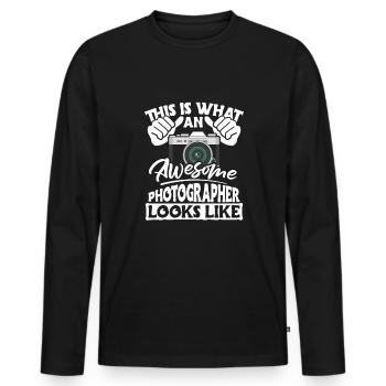 This Is What An Awesome Photographer Looks Like - Men's Premium Organic Long Sleeve Shirt - black - Front - Nico (187cm)