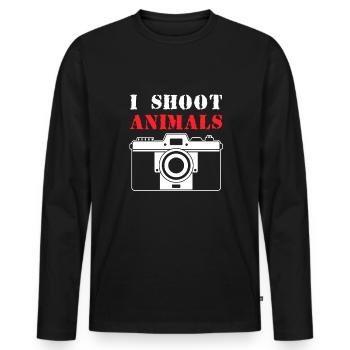 I Shoot Animals Shirt Geschenk Fotograf - Männer Premium Bio Langarmshirt - Schwarz - Vorne - Nico (187cm)