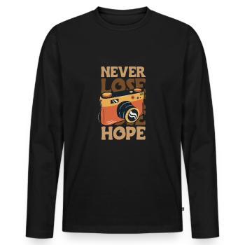 Never Lose Hope Photographer Shirt Gift - Men's Premium Organic Long Sleeve Shirt - black - Front - Nico (187cm)