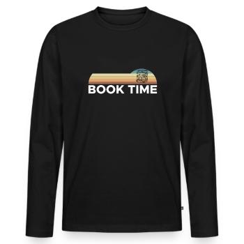 Vintage Retro Book Time Shirt Geschenk - Männer Premium Bio Langarmshirt - Schwarz - Vorne - Nico (187cm)
