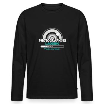 Photographier le cadeau de chemise de chargement - T-shirt manches longues Premium bio Homme - noir - Devant - Nico (187cm)