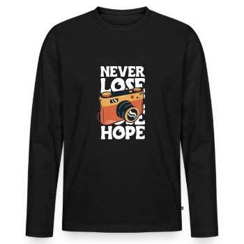 Never Lose Hope Photographer Shirt Gift - Men's Premium Organic Long Sleeve Shirt - black - Front - Nico (187cm)
