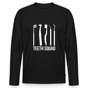 Zahnarzt Shirt Geschenk Teeth Squad - Männer Premium Bio Langarmshirt - Schwarz - Vorne - Nico (187cm)
