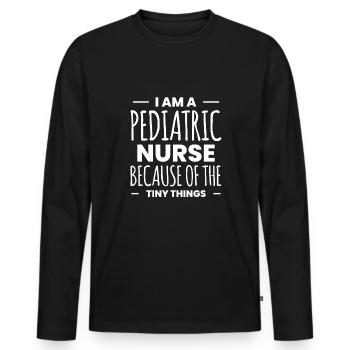 Dans Une infirmière pédiatrique à cause des petites choses - T-shirt manches longues Premium bio Homme - noir - Devant - Nico (187cm)