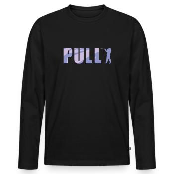 Pull Clay Pigeon Shooting Shirt Cadeau - T-shirt manches longues Premium bio Homme - noir - Devant - Nico (187cm)