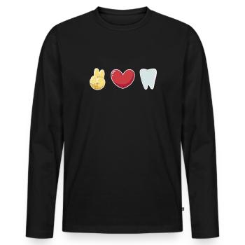 Peace Love Zahn - Männer Premium Bio Langarmshirt - Schwarz - Vorne - Nico (187cm)