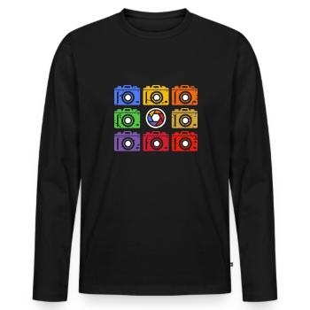 Photographe Vintage Retro Camera - T-shirt manches longues Premium bio Homme - noir - Devant - Nico (187cm)