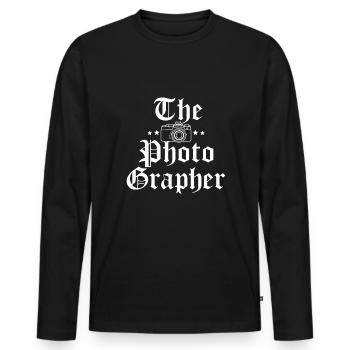 La chemise du photographe Fotograf - T-shirt manches longues Premium bio Homme - noir - Devant - Nico (187cm)
