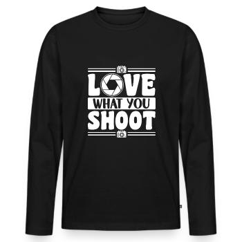 Love What You Shoot Shirt Fotograf Geschenk - Männer Premium Bio Langarmshirt - Schwarz - Vorne - Nico (187cm)
