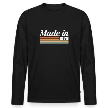 Vintage Retro Made In 1973 Chemise cadeau - T-shirt manches longues Premium bio Homme - noir - Devant - Nico (187cm)