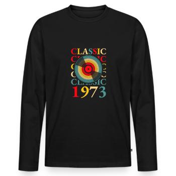 Disque vinyle classique 1973 50e anniversaire - T-shirt manches longues Premium bio Homme - noir - Devant - Nico (187cm)