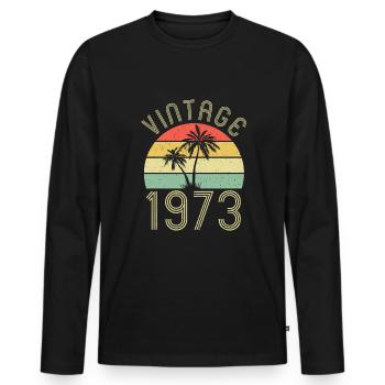 Vacances Vintage Retro Palm Beach 1973 - T-shirt manches longues Premium bio Homme - noir - Devant - Nico (187cm)