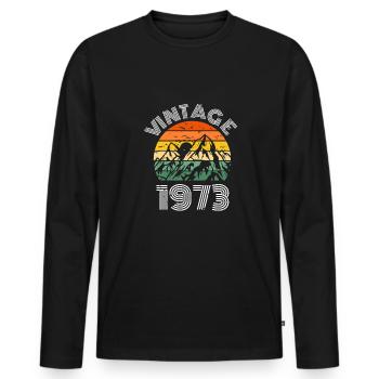Vintage Retro 50. Geburtstag 1972 Shirt Wanderer - Männer Premium Bio Langarmshirt - Schwarz - Vorne - Nico (187cm)