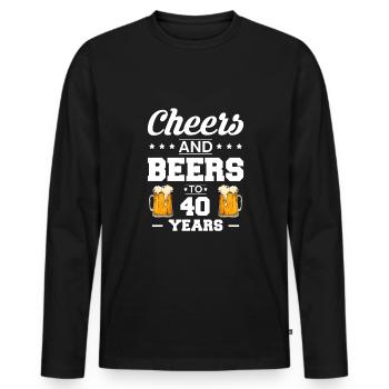 Cheers And Beers To 40 Years 40th Birthday - Men's Premium Organic Long Sleeve Shirt - black - Front - Nico (187cm)