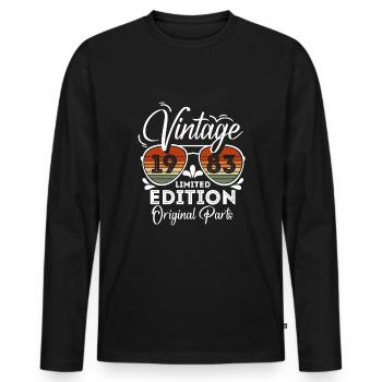 Vintage 40. Geburtstag Palmen Strand Urlaub - Männer Premium Bio Langarmshirt - Schwarz - Vorne - Nico (187cm)