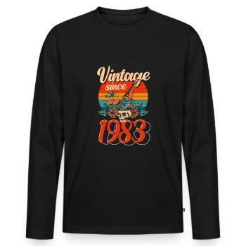 Vintage 40. Geburtstag Palmen Strand Urlaub - Männer Premium Bio Langarmshirt - Schwarz - Vorne - Nico (187cm)