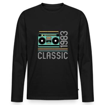 Classic 1983 Radio 40th birthday - Men's Premium Organic Long Sleeve Shirt - black - Front - Nico (187cm)
