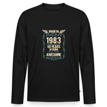 Fabriqué en 1983 40th Birthday Shirt Gift - T-shirt manches longues Premium bio Homme - noir - Devant - Nico (187cm)