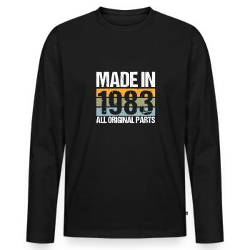 Fabriqué en 1983 40th Birthday Shirt Gift - T-shirt manches longues Premium bio Homme - noir - Devant - Nico (187cm)