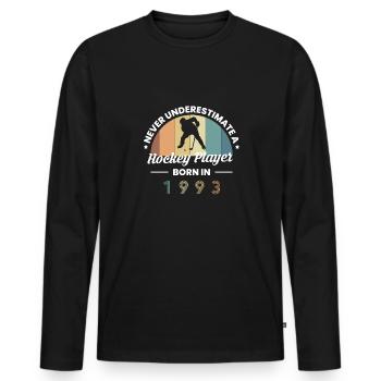 Never Understimate A Hockey Player In 1993 - Men's Premium Organic Long Sleeve Shirt - black - Front - Nico (187cm)