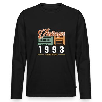 Vintage Retro 1993 30th Birthday Shirt Cassette - T-shirt manches longues Premium bio Homme - noir - Devant - Nico (187cm)