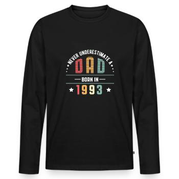 Ne jamais sous-estimer un père né en 1993 Chemise - T-shirt manches longues Premium bio Homme - noir - Devant - Nico (187cm)