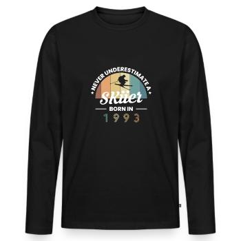 Never Understimate A Skiier Born In 1993 - Men's Premium Organic Long Sleeve Shirt - black - Front - Nico (187cm)