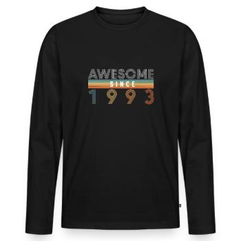 Génial depuis 1993 30th Birthday Shirt Gift - T-shirt manches longues Premium bio Homme - noir - Devant - Nico (187cm)