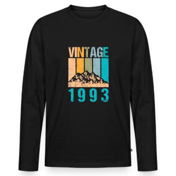 Vintage Berge Mountain 1993 30th birthday - Men's Premium Organic Long Sleeve Shirt - black - Front - Nico (187cm)