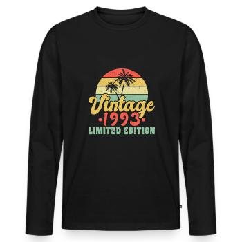 Vintage Rétro 1993 30ème anniversaire - T-shirt manches longues Premium bio Homme - noir - Devant - Nico (187cm)