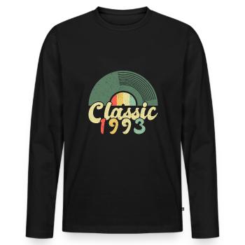 Vintage Vinyl Record Vinyl 1993 30th Birthday - Men's Premium Organic Long Sleeve Shirt - black - Front - Nico (187cm)