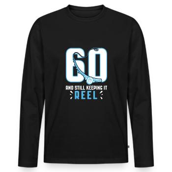 60 et toujours le garder moulinet Fischer Angler - T-shirt manches longues Premium bio Homme - noir - Devant - Nico (187cm)
