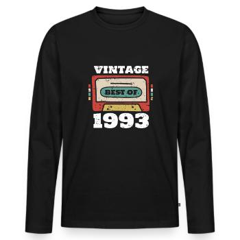 1993 30th Birthday Shirt Cassette cadeau - T-shirt manches longues Premium bio Homme - noir - Devant - Nico (187cm)