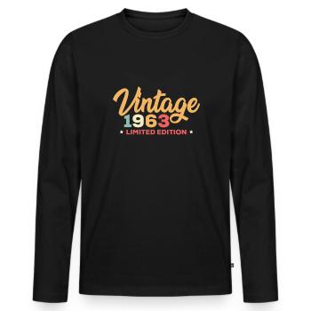 Vintage 1963 60th Birthday Shirt Gift - T-shirt manches longues Premium bio Homme - noir - Devant - Nico (187cm)