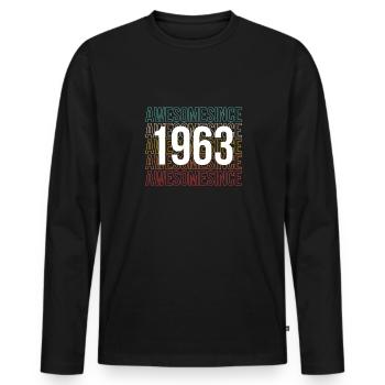 Vintage 1963 60th Birthday Shirt Gift - T-shirt manches longues Premium bio Homme - noir - Devant - Nico (187cm)