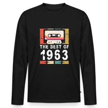 Vintage Best Of 1963 60th Birthday Cassette - T-shirt manches longues Premium bio Homme - noir - Devant - Nico (187cm)
