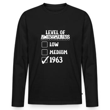 Niveau d’émerveillement 1963 Cadeau du 60e anniversaire - T-shirt manches longues Premium bio Homme - noir - Devant - Nico (187cm)