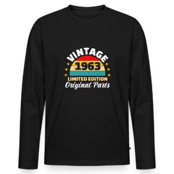 Vintage 1963 60th Birthday Shirt Gift - T-shirt manches longues Premium bio Homme - noir - Devant - Nico (187cm)